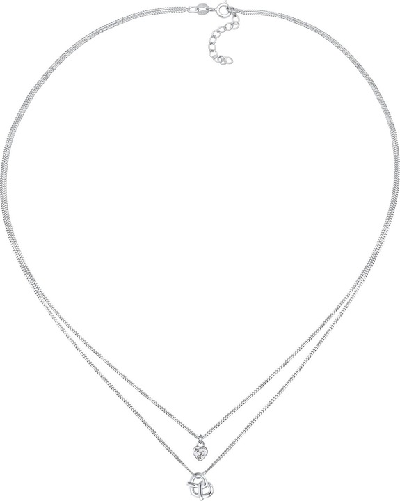 Produktbild Elli Halskette Layer Zirkonia Herz Brezel Trachten Look 925 Silber (Zirkonia, 925er Sterling Silber, 40 cm)