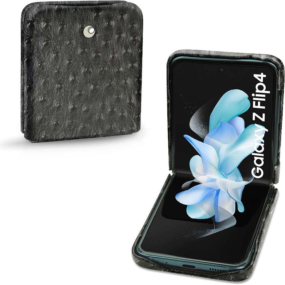 Noreve Lederschutzhülle Samsung Galaxy Z Flip4 (Samsung Galaxy Z Flip4), Smartphone Hülle, Schwarz