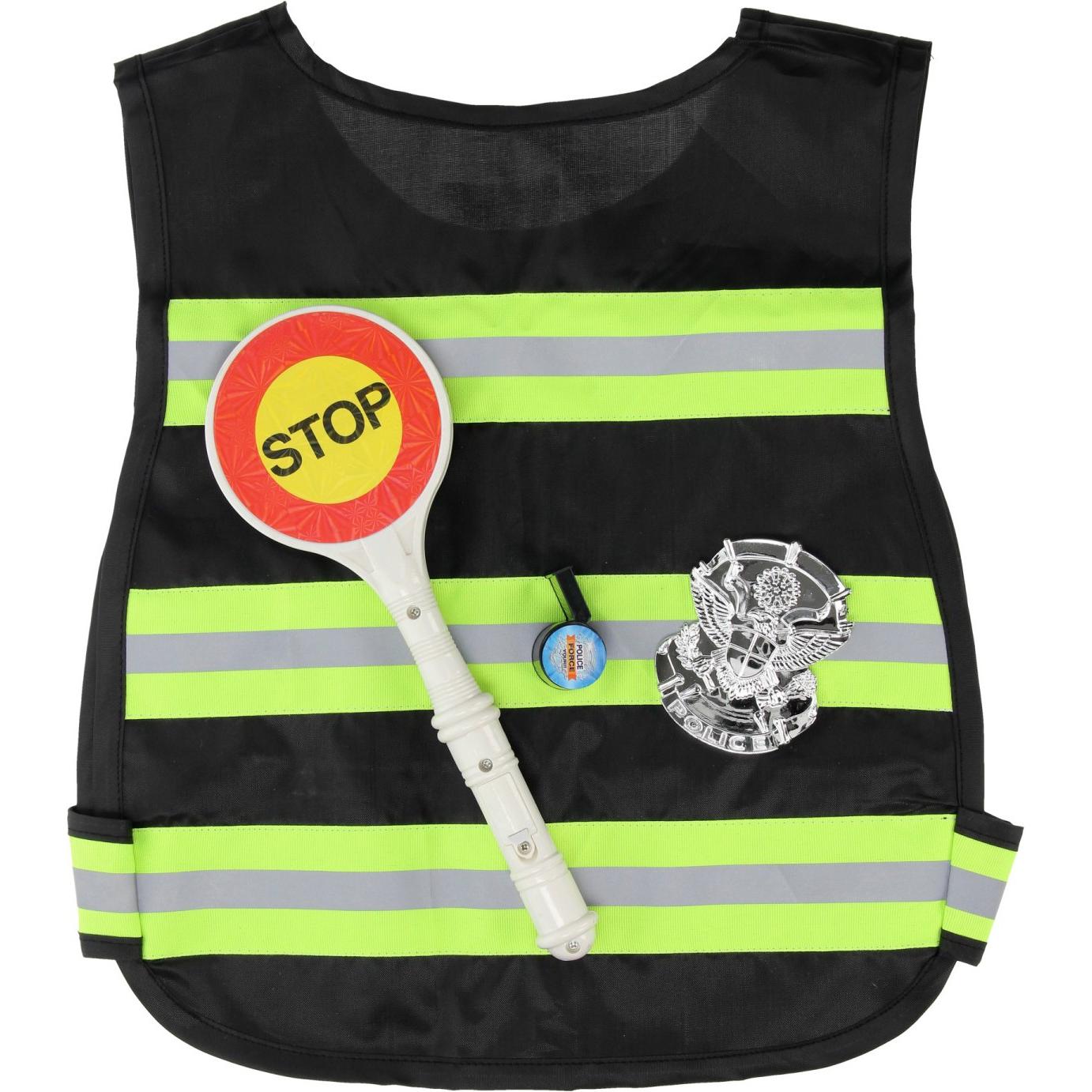 ToyFamily Polizei-Set mit Stoppschild & Pfeife, 3-tlg.