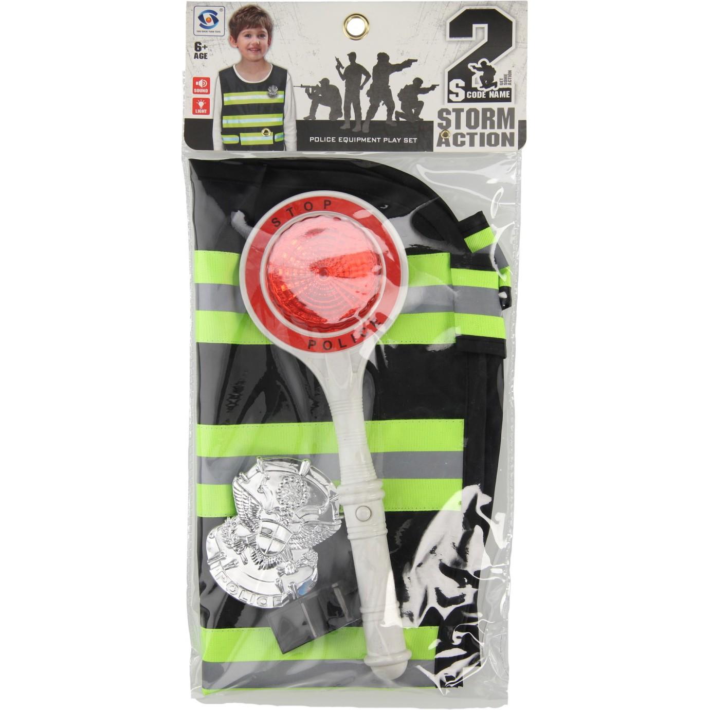 Thumbnail - ToyFamily Polizei-Set mit Stoppschild & Pfeife, 3-tlg.