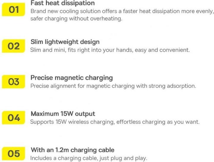 Image du produit Baseus Simple Mini3 Chargeur magnétique sans fil 15W Bleu Galaxie (15 W)