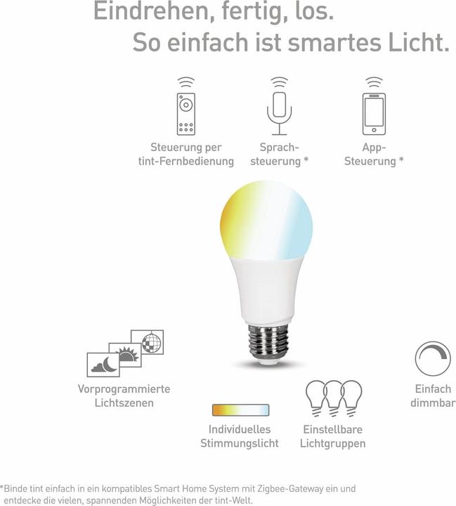 Produktbild Müller Licht E27 LED Warm bis Kalt Glühlampenform (E27, 806 lm, 1x)