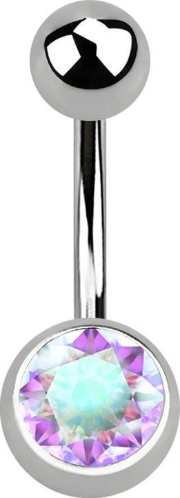 Produktbild Star Piercing Banane silber mit Kugel und Kugel Kristall multicolor (ohne Messing, Titan G23)