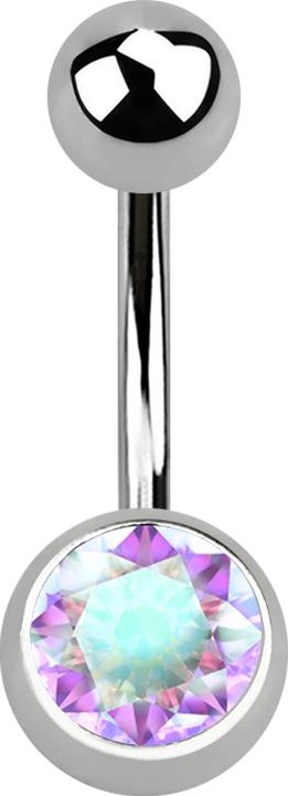 Immagine prodotto Star Piercing Banana argento con sfera e cristallo multicolore (senza ottone, Titanio G23)