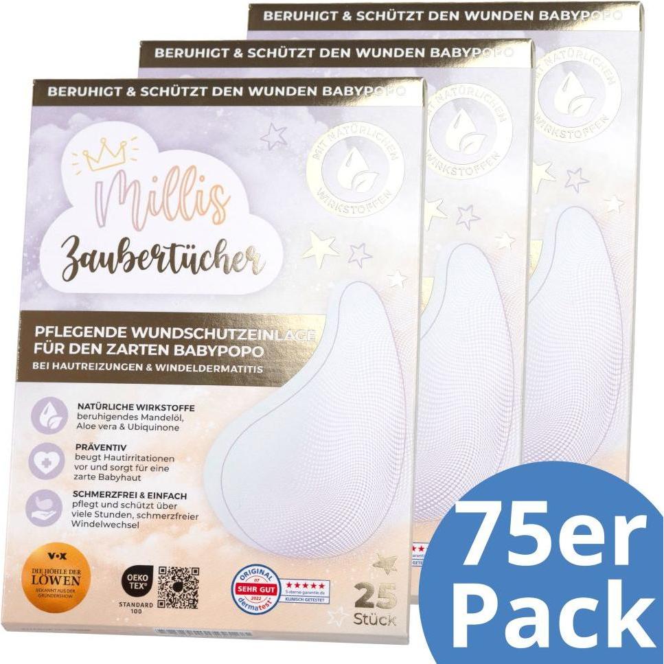 Thumbnail - Millis Windeleinlage / Zaubertücher 75er Pack - pflegende Wickelzubehör (One Size, 75 Stück)