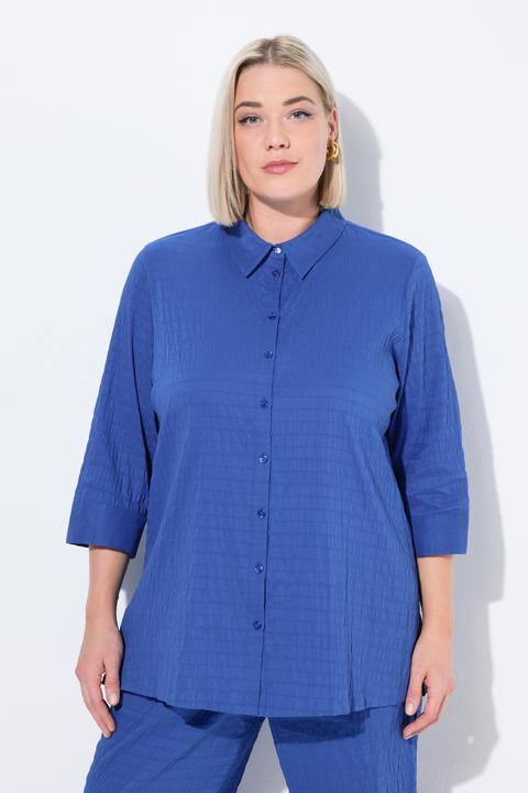 Actual product image Ulla Popken Bubble Texture Solid Button Front Stretch Blouse (46, 48)