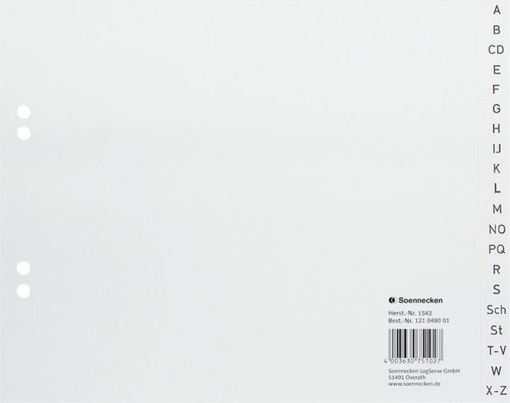 Produktbild Soennecken A-Z Register Verwendung für Papierformat: DIN A4 Werkstoff: Polypropylen