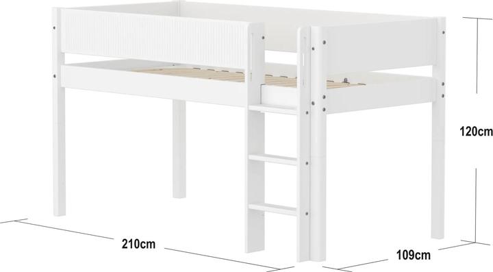 Immagine prodotto Flexa Letto semi-alto bianco con scala dritta e scanalature (90 x 200 cm)