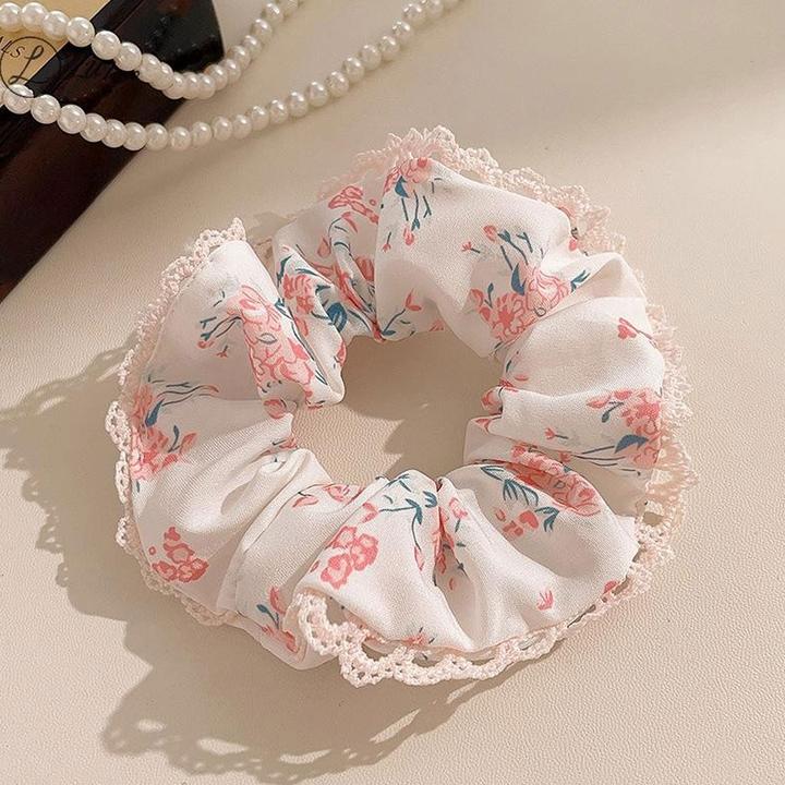 Immagine prodotto Avizar Scrunchie Blumenmuster mit Spitze Tiffany (Elastico per capelli)