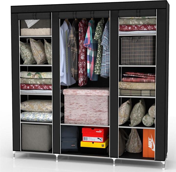 Produktbild Intirilife Schrank 150x175x45 cm in RABEN SCHWARZ (150 x 45 x 175 cm)