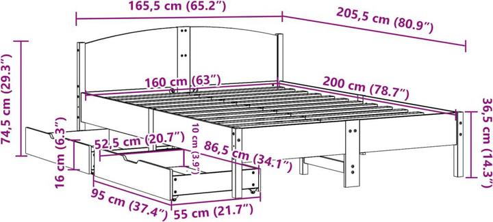 Image du produit vidaXL Bettgestell (160 x 200 cm)