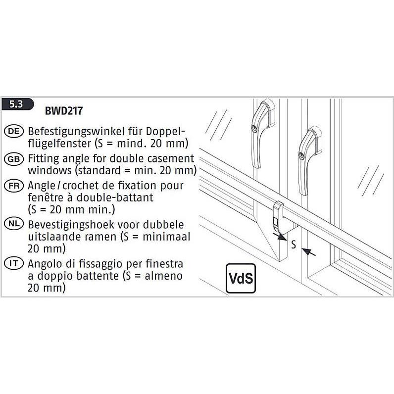 Thumbnail - Abus, Einbruchschutz + Alarmanlage, BWD217 Befestigungswinkel W für FPR217