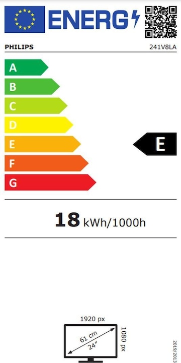 Energie-Label Philips 241V8AW/00 (1920 x 1080 Pixel, 23.80")