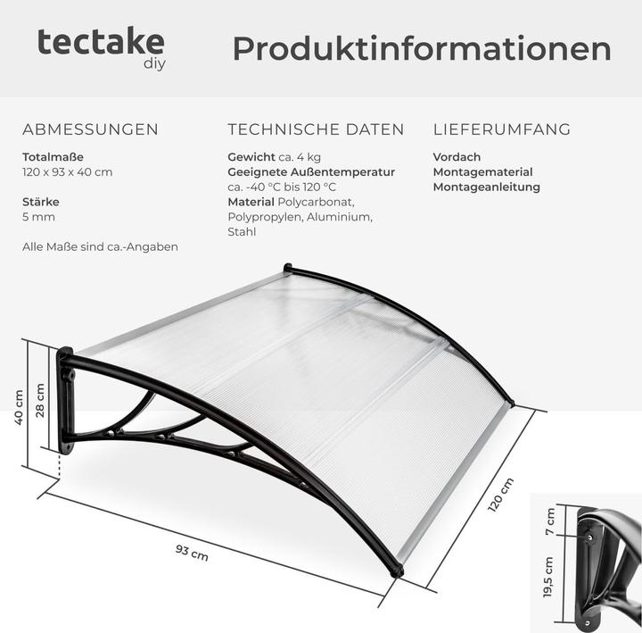 Produktbild tectake Vordach
