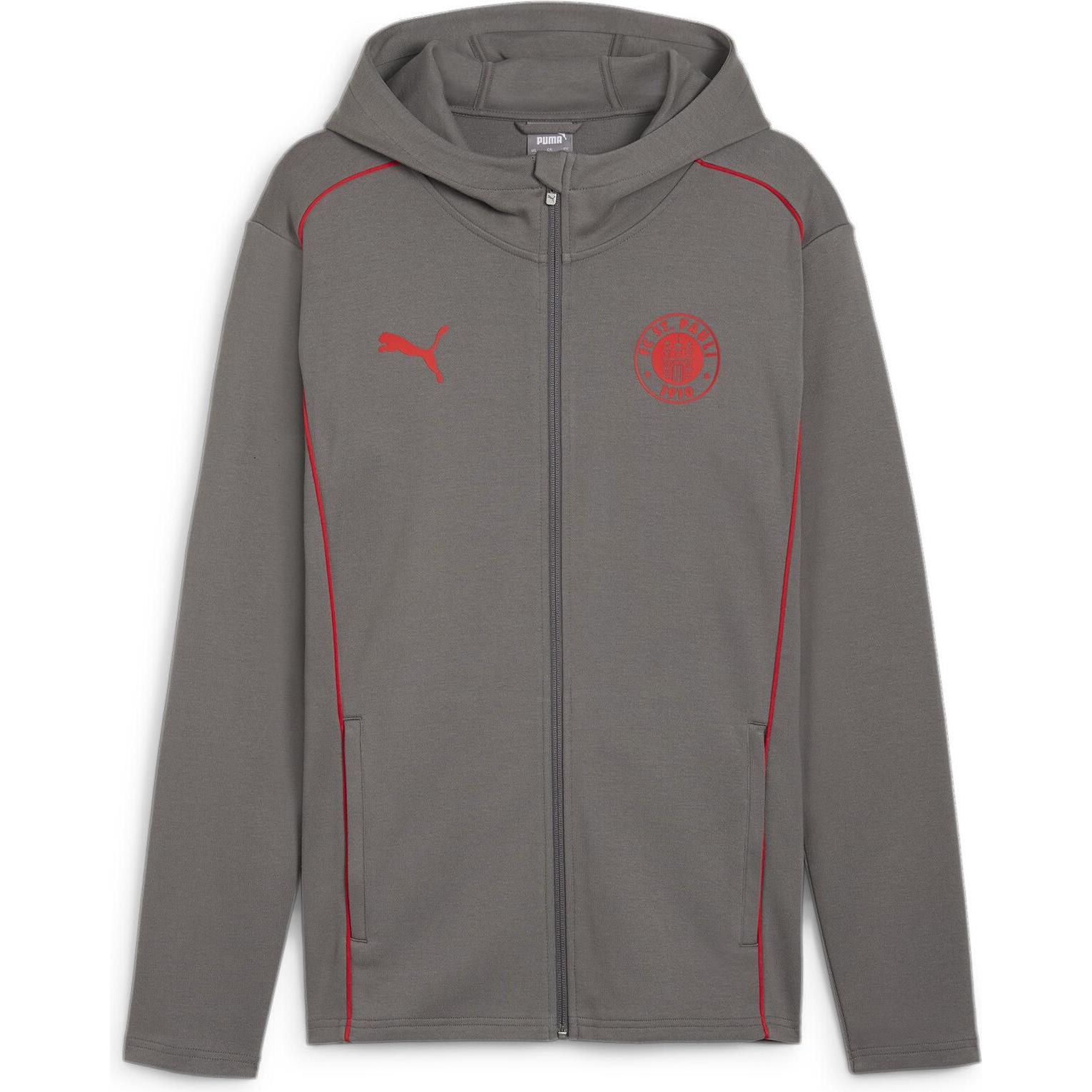 Puma, Herren, Laufjacke, FCSP Casuals Hooded Jkt (L), Grau, L