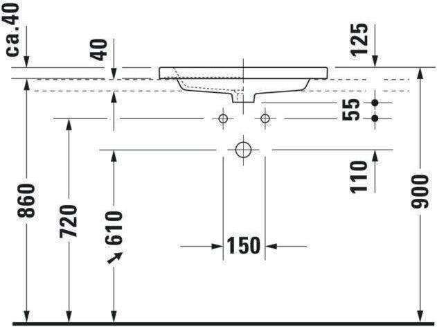 Actual product image Duravit Built-in washbasin 2ND FLOOR w ÜL HLB 600x430mm 1 HL Internal basin white (430 mm, 600 mm)