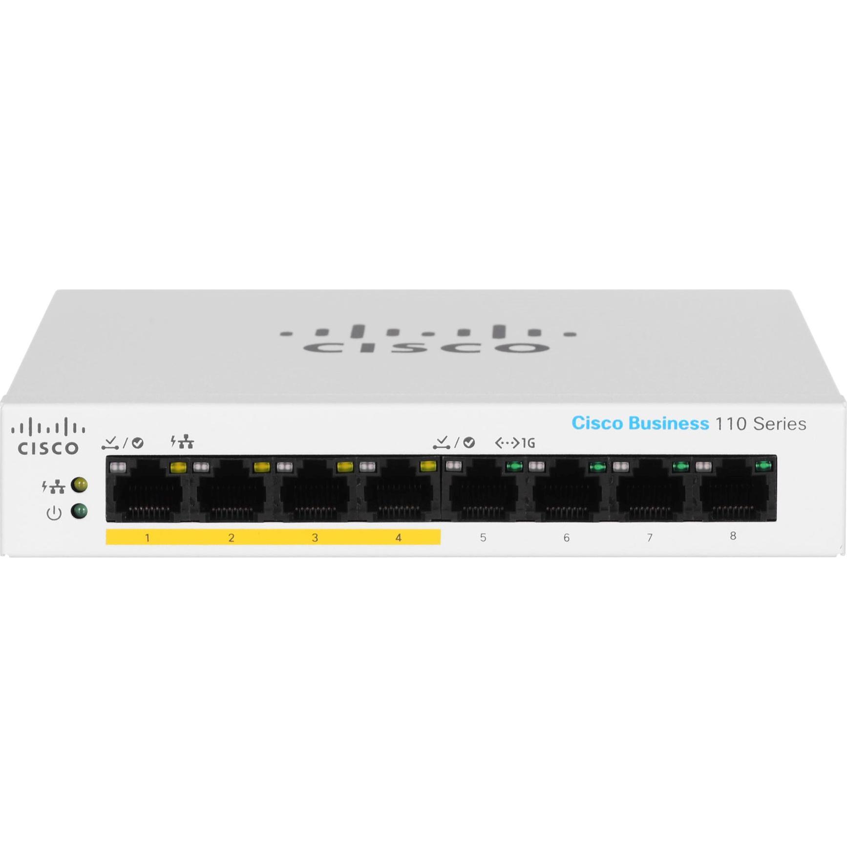 Thumbnail - Cisco CBS110-8PP-D-EU (8 Ports), Netzwerk Switch, Grau