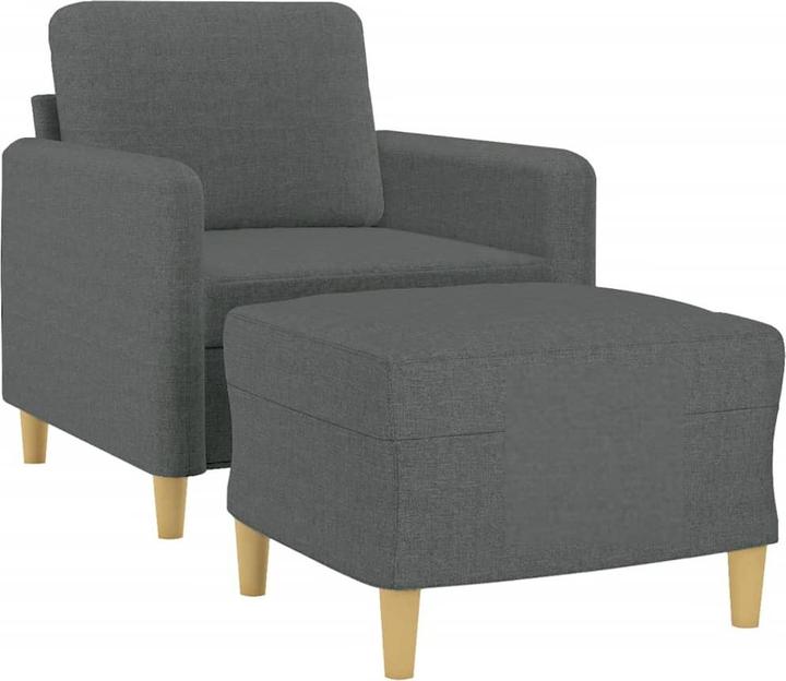 Produktbild vidaXL Sessel mit Hocker Dunkelgrau 60 cm Stoff,Farbe