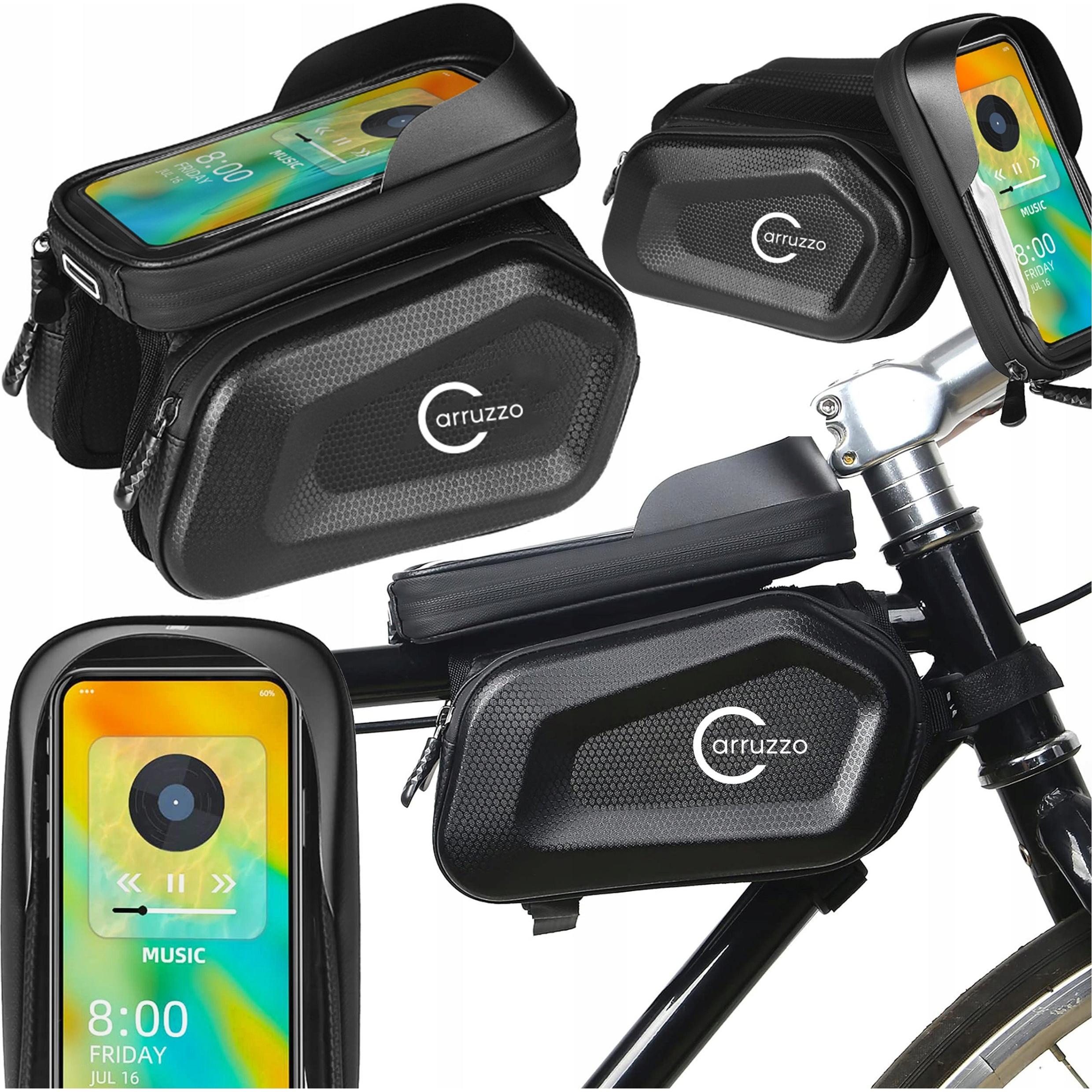 Carruzzo L34m Sakwa Rowerowa Podwójna Na Telefon Na Ramę, Cellulare con tasti, Nero