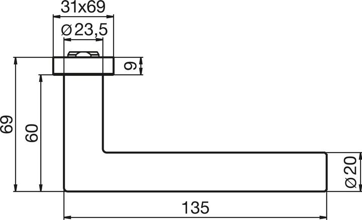 Produktbild Ogro Feuerschutzdrückerlochteil 8906 ALU FS 9mm Aluminium F1 gerade Vierkant 9 mm (Türgriff)