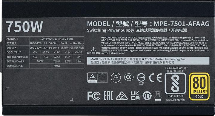 Immagine prodotto Cooler Master MWE Gold 750 V2 ATX 3.0 Ready (750 W)