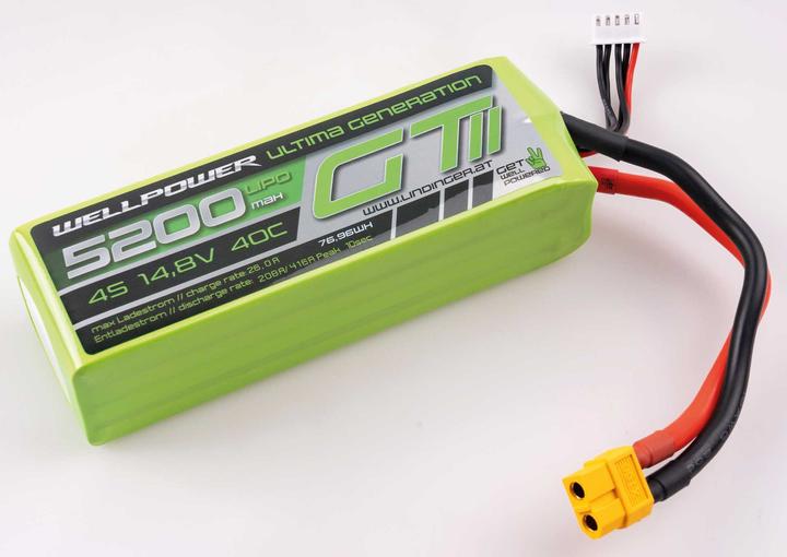 Actual product image Wellpower LIPO AKKU ULTIMA GT II 5200 MAH / 14,8 Volt 4S 40/80C CH5/8 XT-60 (14.80 V, 5200 mAh)
