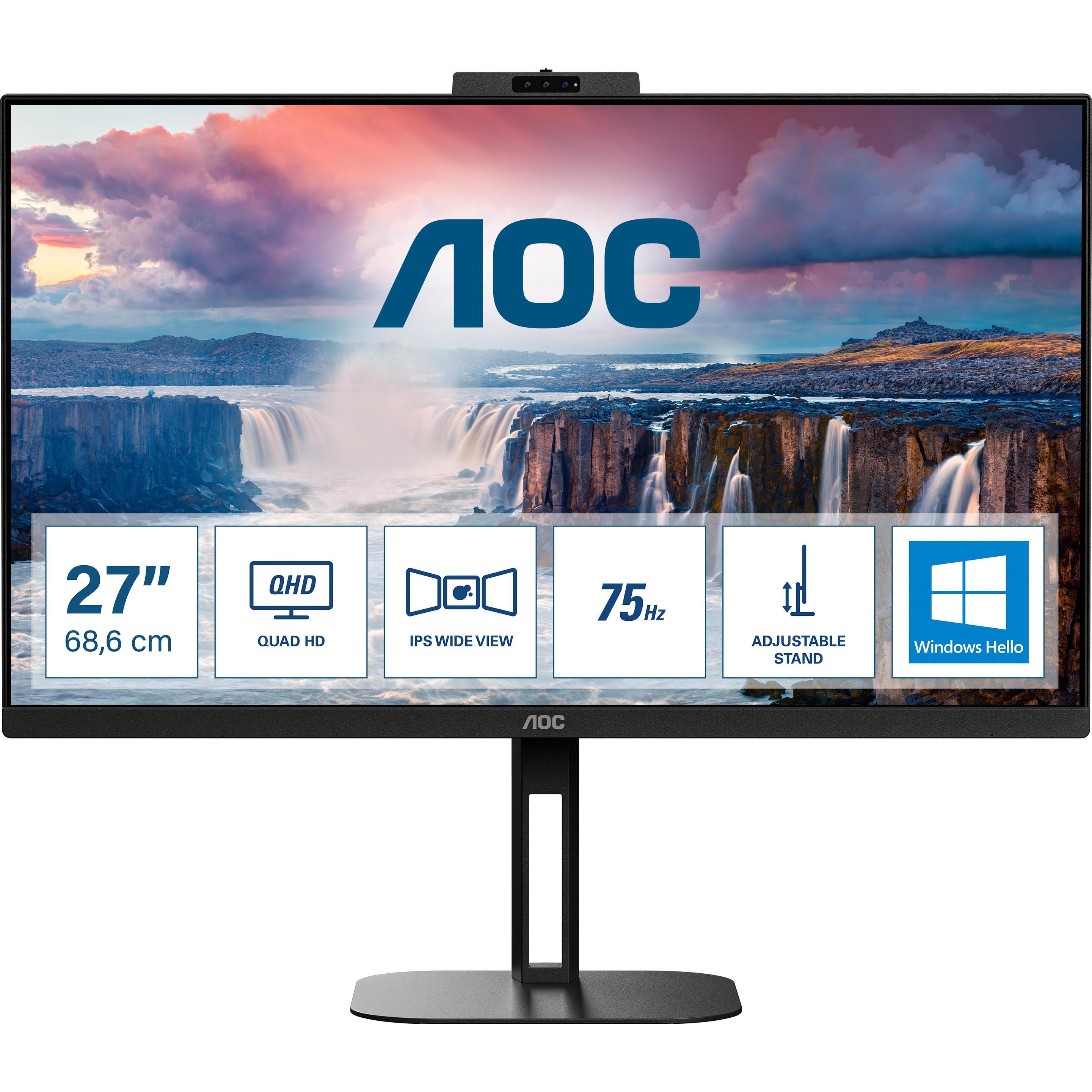 AOC Q27V5CW/BK (2560 x 1440 Pixel, 27"), Monitor, Schwarz