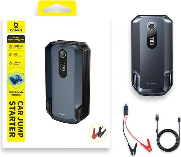 Immagine prodotto Baseus - Car Jump Starter Super Energy Max (C0120500) - 20000mAh, 12V - Cosmic Black (8000 A, 20000 mAh)