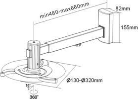 Produktbild Sunne PRO05 - Wand - 10 kg - Silber - 360° - -15 - 15° - 48 cm (Wand)