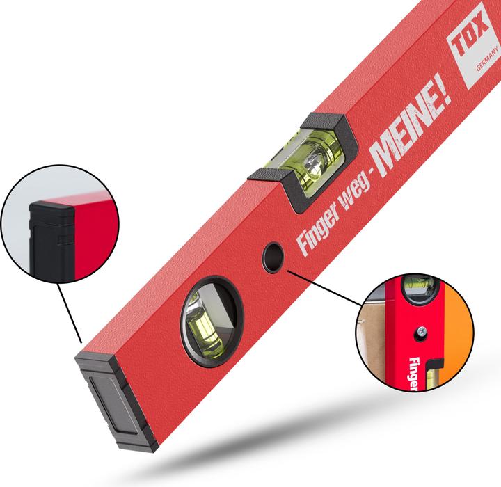 Actual product image Tox Spirit level 30 cm "Hands off - MINE" - 2 vials, powder-coated red (30 cm)