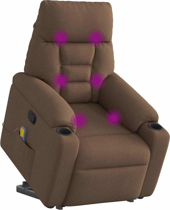 Actual product image vidaXL Massage chair with stand-up aid brown fabric