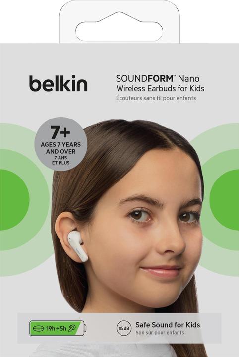 Produktbild Belkin SoundForm Nano Bluetooth In-Ear Kinder Kopfhörer, kabellos, 85 dB Begrenzung, True Wireless