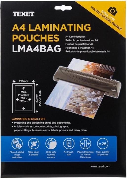 Actual product image Texet Laminating films A4 pack of 25 (A4, 25 pcs., 150 µm)