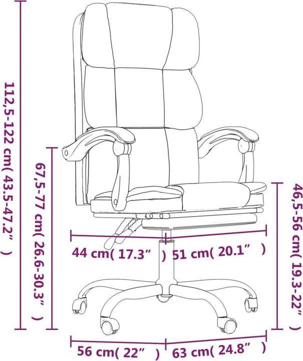 Immagine prodotto vidaXL Bürostuhl mit Liegefunktion (46.50 - 56 cm)