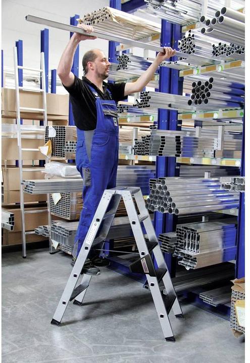 Produktbild Munk Stufen-Stehleiter 250 kg beidseitig begehbar mit clip-step R13 2x3 Stufen (Stehleiter, 220 cm)