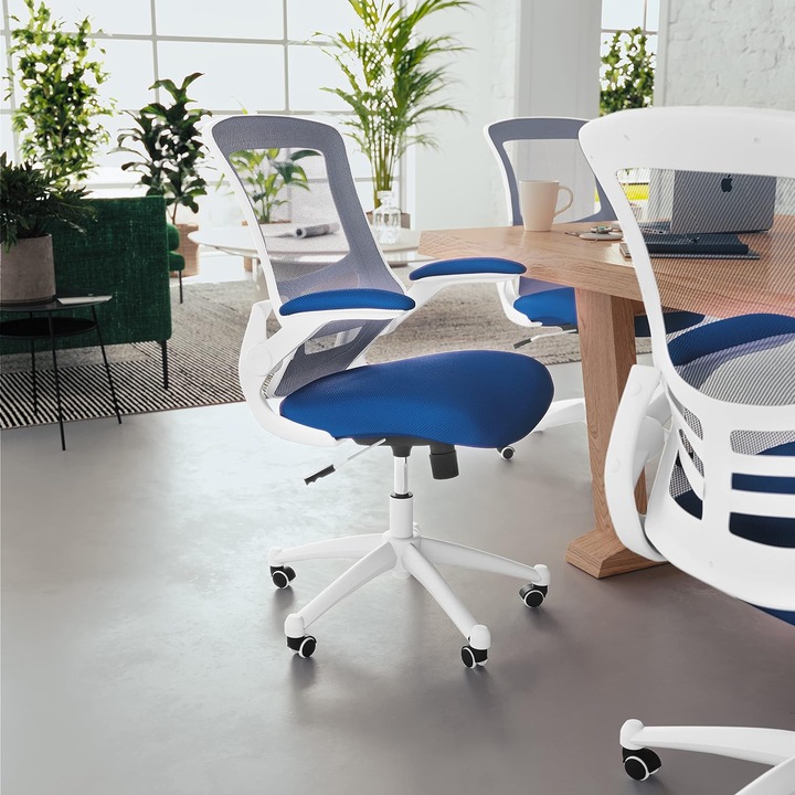 Immagine prodotto Flash Furniture Sedia da scrivania ergonomica, rete blu, struttura bianca