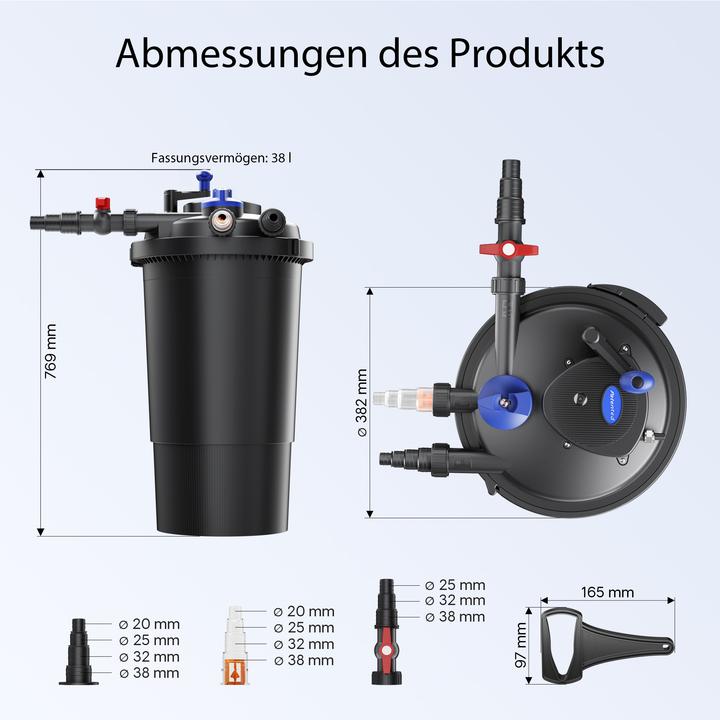 Produktbild SunSun CPF-15000 Druckteichfilter 10.000 l/h / 18 W Teichdruckfilter Teichfilter