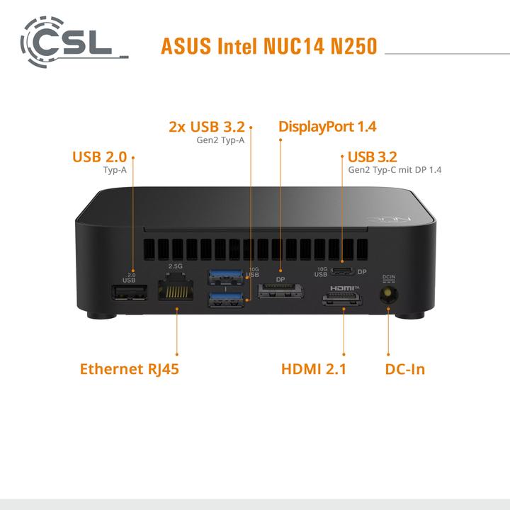 Produktbild ASUS NUC14 N250 (500 GB, 16 GB, Intel N250, Intel Arc Graphics)