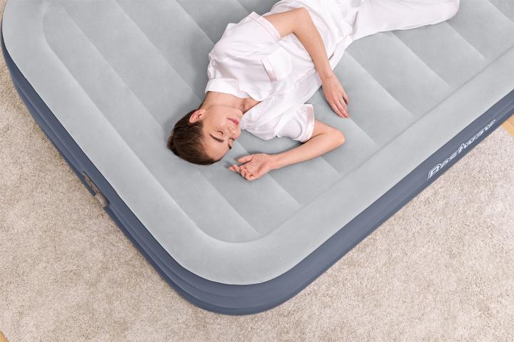 Produktbild Bestway Fashion Flock Luftmadras med indbygget AC Pumpe 203 x 152 x 30cm (152 x 203 cm)