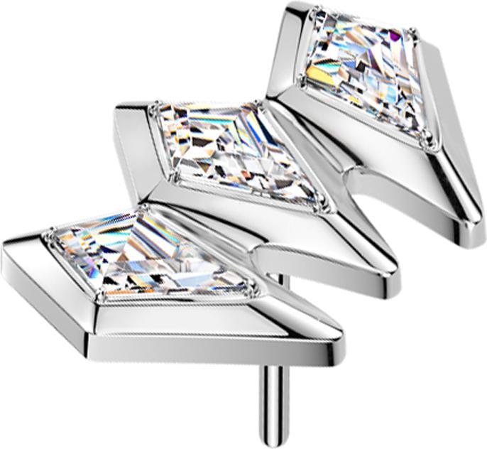 Produktbild Star Piercing Threadless drei Speerspitzen silber Kristalle silber (ohne Messing, Titan)