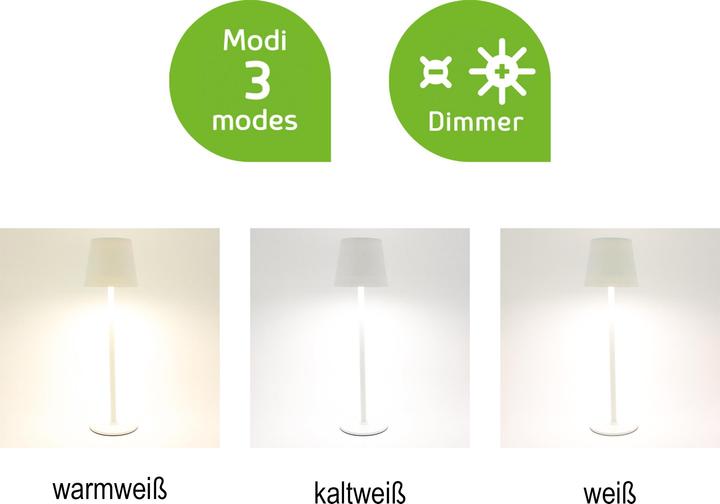 Actual product image Idena LED table lamp battery white 37cm dimmable indoor and outdoor