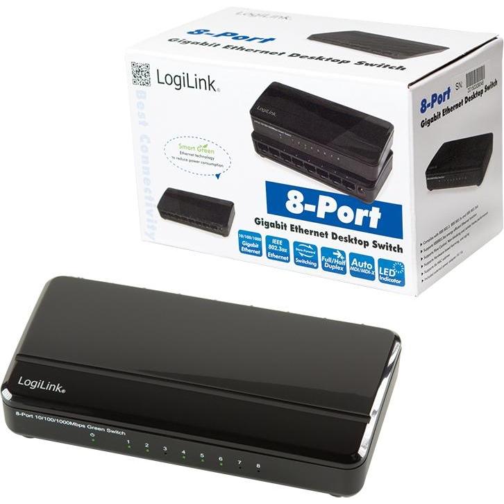 LogiLink NS0106 (8 Ports), Netzwerk Switch, Schwarz