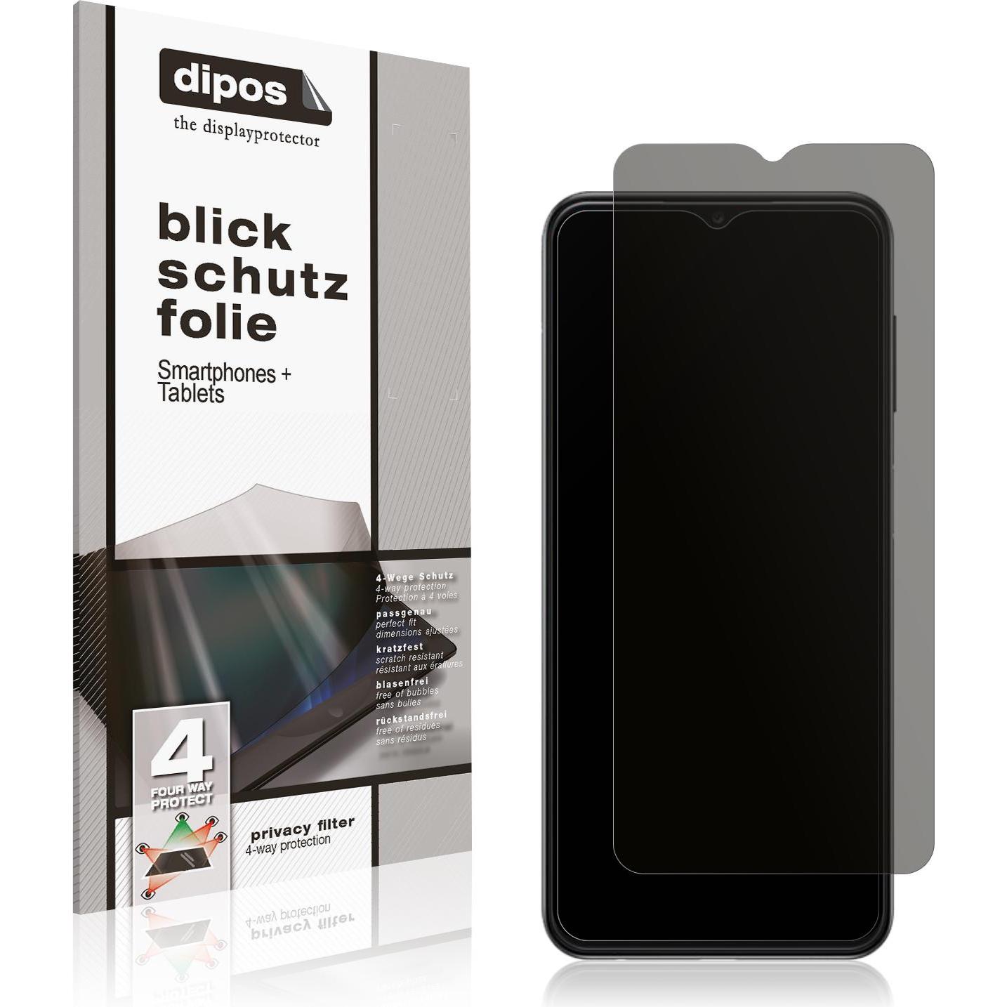 Dipos Blickschutzfolie 4-Way Privacy (1 Stück, Samsung Galaxy F13), Smartphone Schutzfolie, Transparent