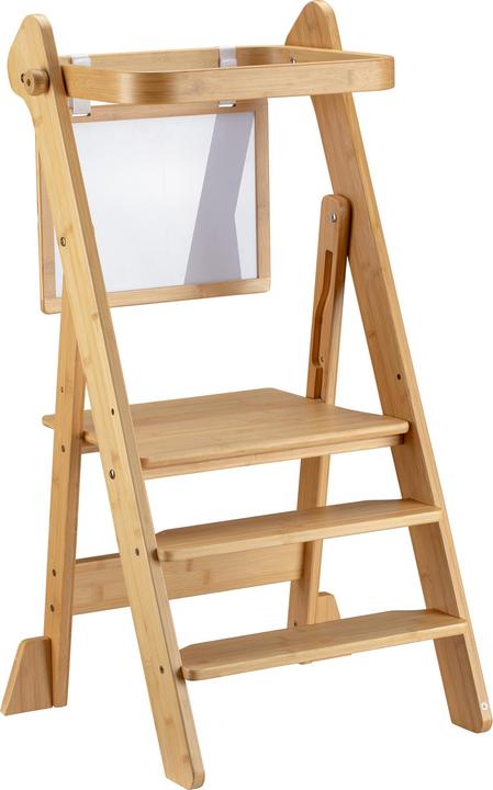 Wiltec Kinderstuhl Lernturm 43x48x91cm Bambus klappbar Lernstuhl Stehstuhl (48 x 43 x 91 cm)