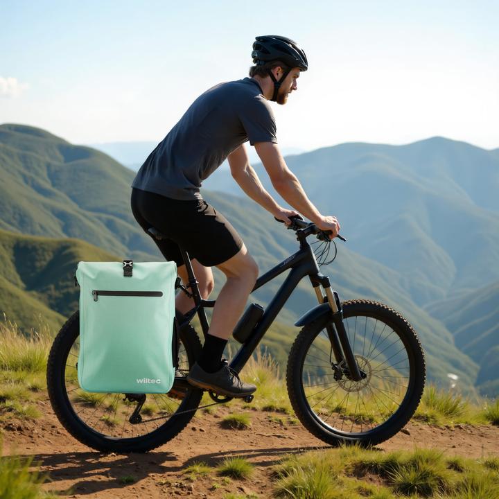 Produktbild Wiltec Gepäckträgertasche mintgrün 25l Fahrradtasche Rucksack Gepäcktasche (25 l, Gepäckträgertasche)
