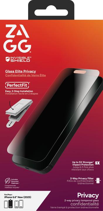 Actual product image Zagg InvisibleShield Glass Elite Privacy Screen Protector For Apple iPhone 17 Air (1 pcs., Apple iPhone Air)
