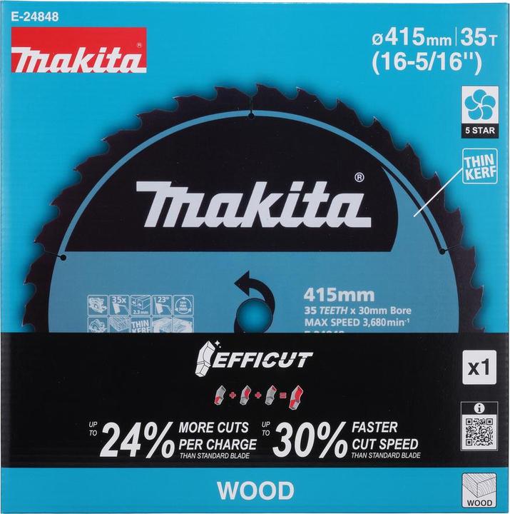 Productafbeelding Makita Zubehör E-24848 Kreissägeblatt Holz Efficut 415x30x2,3 35T 23g