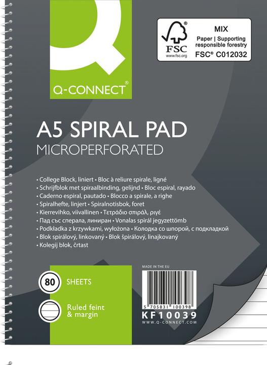 Produktbild Q-Connect Collegeblock (A5, Liniert, Harter Einband)