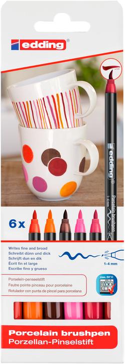 Actual product image Edding Porcelain pens warm colours set of 6pcs. (Multicoloured, 4 mm, 6 x)