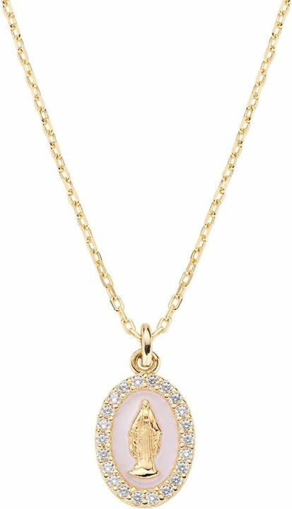 Amen Miraculous Medal Necklace (Silver 925, Enamel, 40 - 45 cm)